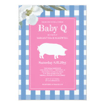 Gingham and Pig Baby Q Baby Shower