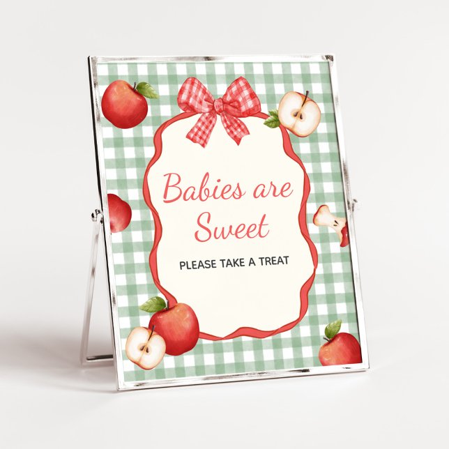 Gingham Apple of our Eye Babies are Sweet Sign (Gingham Apple of our Eye Baby Shower Babies are Sweet Sign)