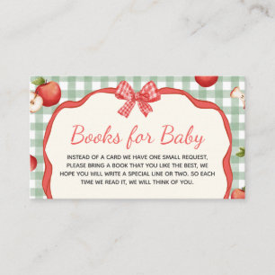 Gingham Apple of our Eye Baby Shower Book for Baby Enclosure Card