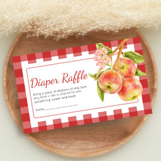 Gingham Apple of Our Eye Baby Shower Diaper Raffle Enclosure Card