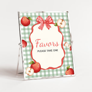 Gingham Apple of our Eye Baby Shower Favours Sign