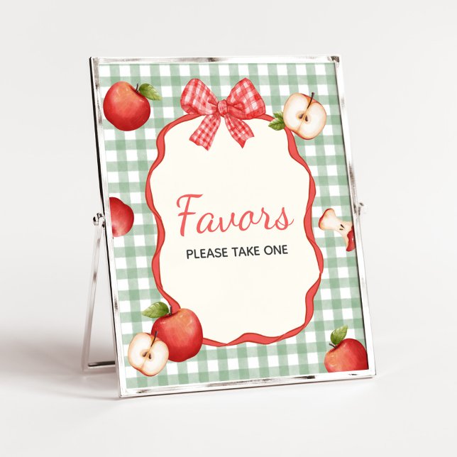 Gingham Apple of our Eye Baby Shower Favours Sign (Gingham Apple of our Eye Baby Shower Favors Sign)
