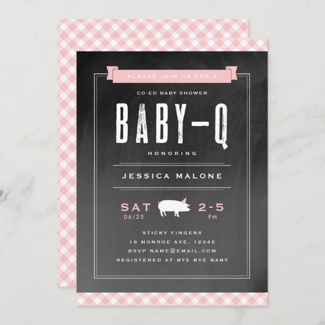 Gingham Baby BBQ Co-ed Baby Shower Invitation (Front/Back)
