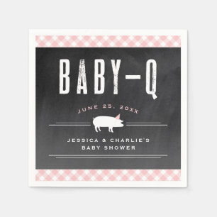 Gingham Baby BBQ Pink Co-ed Baby Shower Napkin