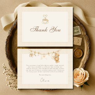 Gingham Baby is Brewing Coffee Baby Shower Thank You Card