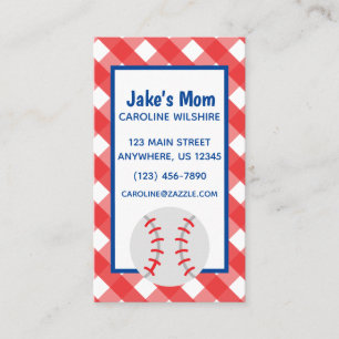 Gingham Baseball Business or Contact Card
