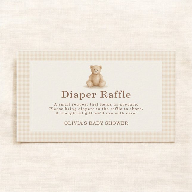 Gingham Bearly Wait Teddy Bear Diaper Raffle  Enclosure Card (Creator Uploaded)
