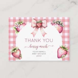 Gingham berry sweet baby shower thank you enclosure card