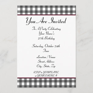 gingham birthday party invitation
