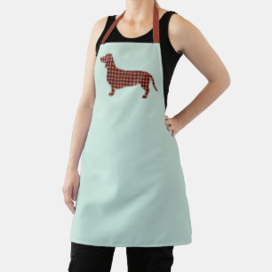 Gingham Black and Tan Dachshund Profile - Mint Apron
