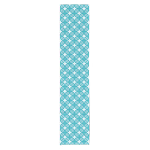 Gingham Ble and White Short Table Runner