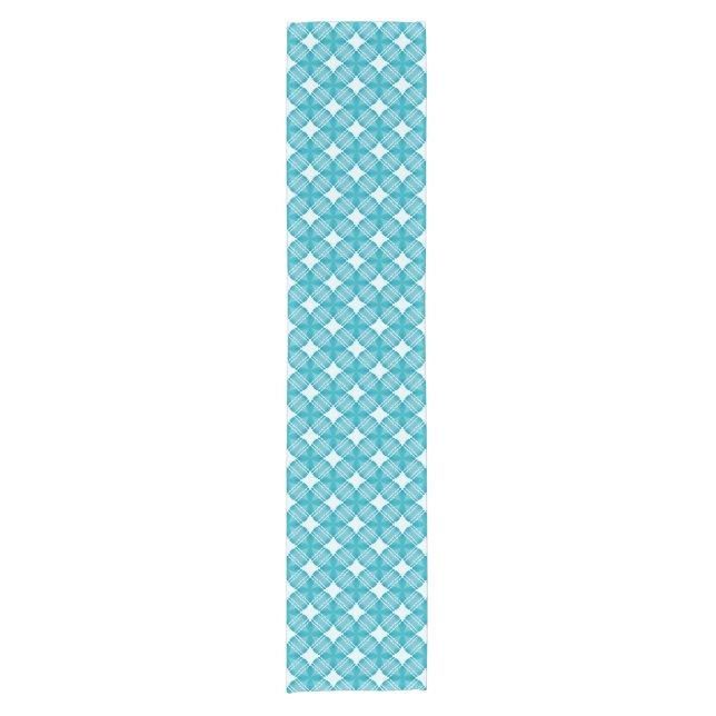 Gingham Ble and White Short Table Runner (Front)