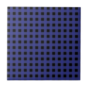Gingham Blue and Black Ceramic Tile