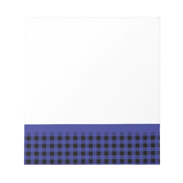 Gingham Blue and Black Notepad (Front)