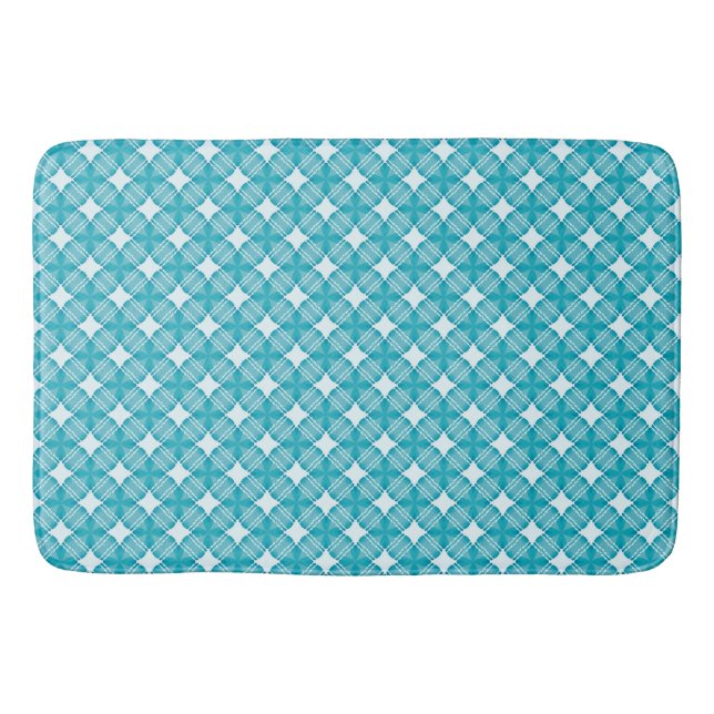 Gingham blue and white bath mat (Front)