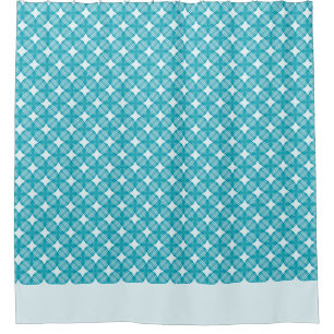 Gingham blue and white shower curtain