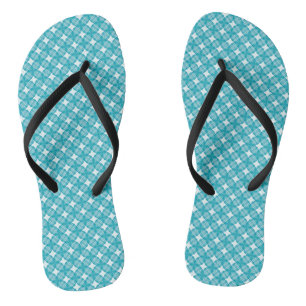Gingham Blue and White Thongs