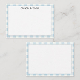 Gingham Blue Simple Modern Thin Border Card