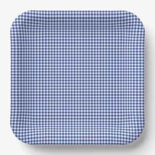 Gingham Blue White Preppy Lobster Bake Summer Paper Plate