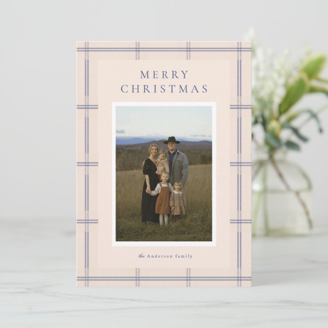 Gingham Border Holiday Card (Standing Front)