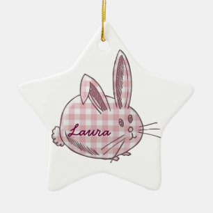 gingham bunny for girls ceramic ornament