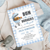 Gingham Burger BBQ Baby Shower Invitation
