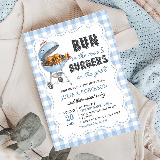 Gingham Burger BBQ Baby Shower Invitation (Creator Uploaded)