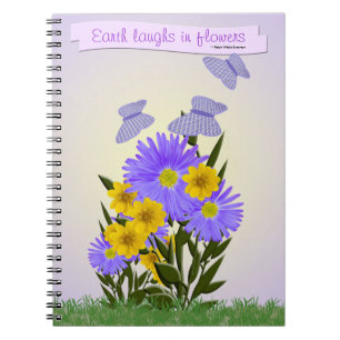 Gingham Butterflies and Wildflowers Personalised Notebook