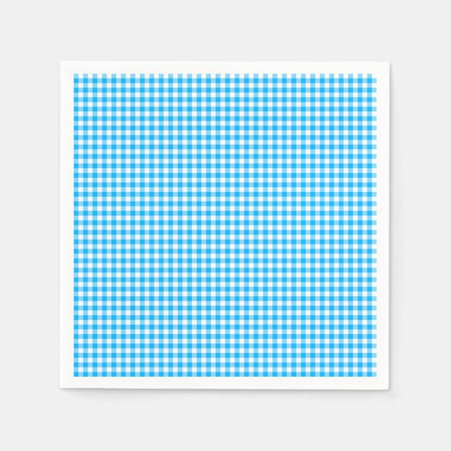 Gingham-Caribbean Blue-Paper Napkins (Front)