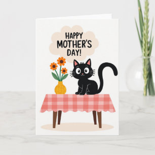 Gingham Cat Flowers Message Card