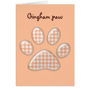 gingham cat paw - orange