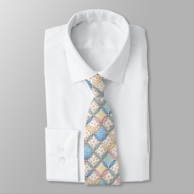 Gingham Cathedral Window Quilt Design Tie (Tied)
