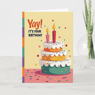 Gingham Celebration Cake Card