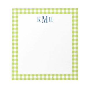 Gingham Check Border Lime Green Notepad