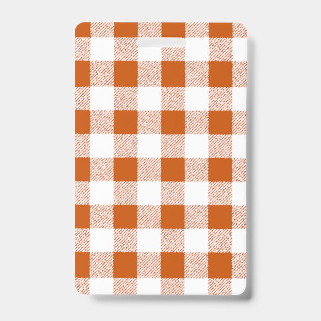 Gingham Check Brown ID Badge (Front)