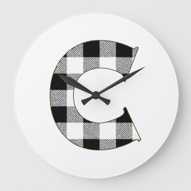 Gingham Check C Large Clock (Front)