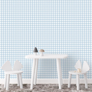 Gingham check cute simple blue farmhouse plaid wallpaper