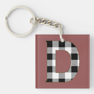 Gingham Check D Key Ring