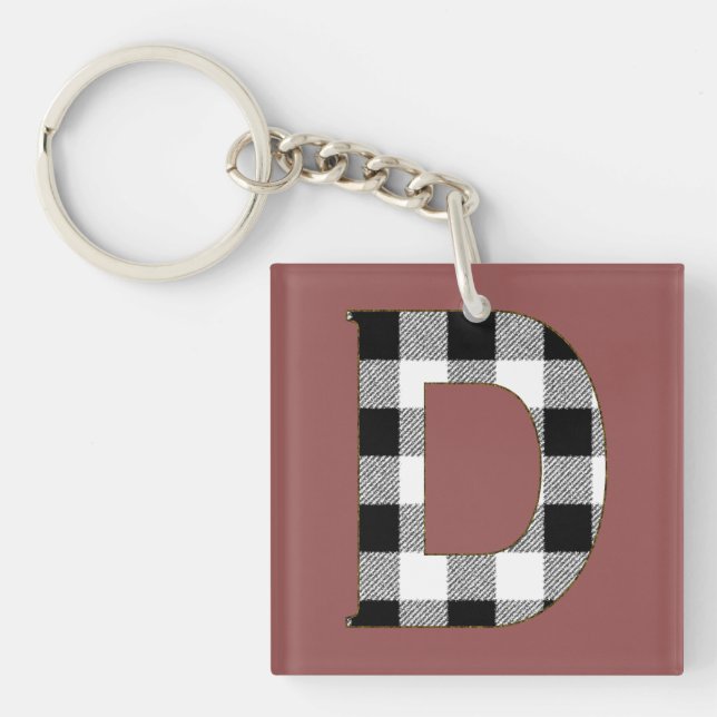 Gingham Check D Key Ring (Front)