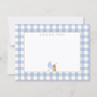 Gingham Check Dog Baby Shower Thank You Note Postcard