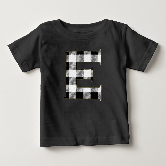 Gingham Check E Baby T-Shirt (Front)