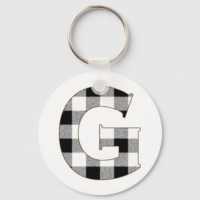 Gingham Check G Key Ring (Front)