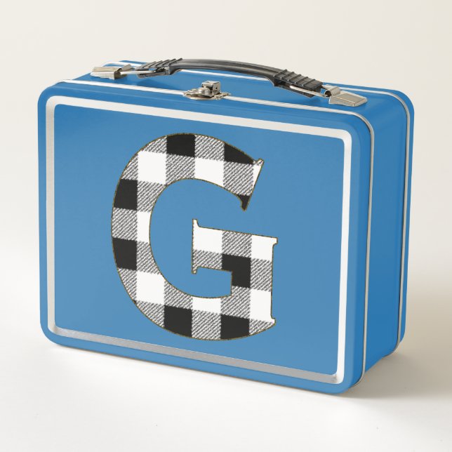 Gingham Check G Metal Lunch Box (Front)