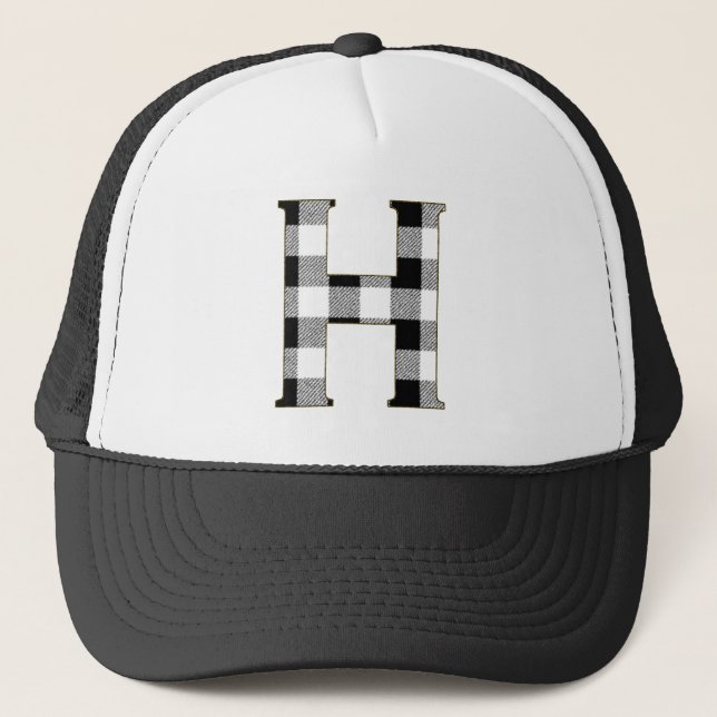 Gingham Check H Trucker Hat (Front)