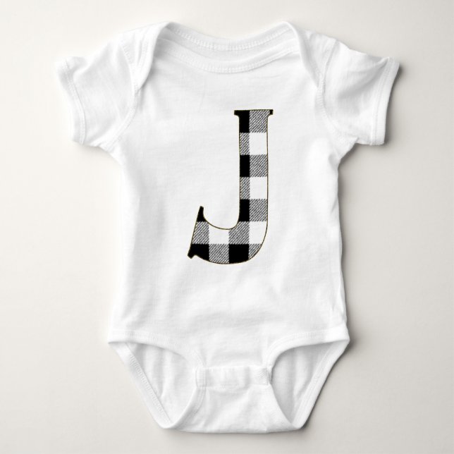 Gingham Check J Baby Bodysuit (Front)