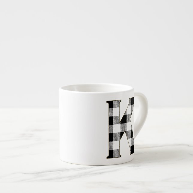 Gingham Check K Espresso Cup (Front Right)