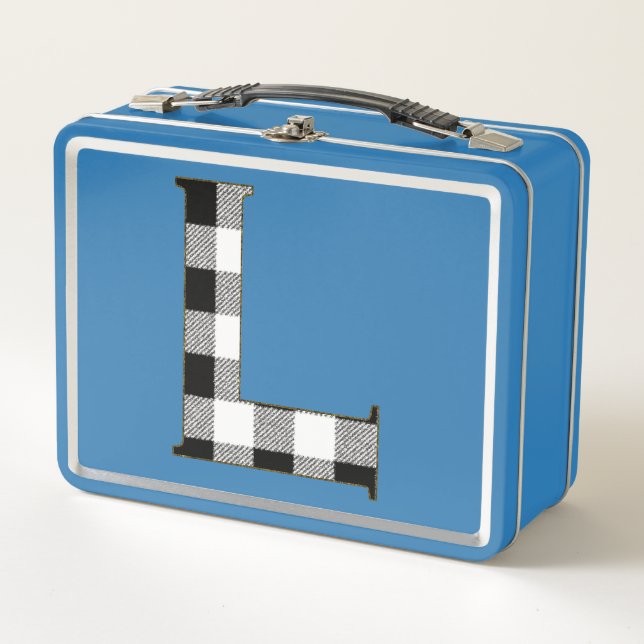 Gingham Check L Metal Lunch Box (Front)