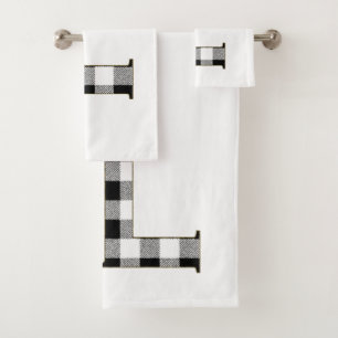 Gingham Check Letter L Bath Towel Set