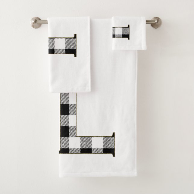 Gingham Check Letter L Bath Towel Set (Insitu)