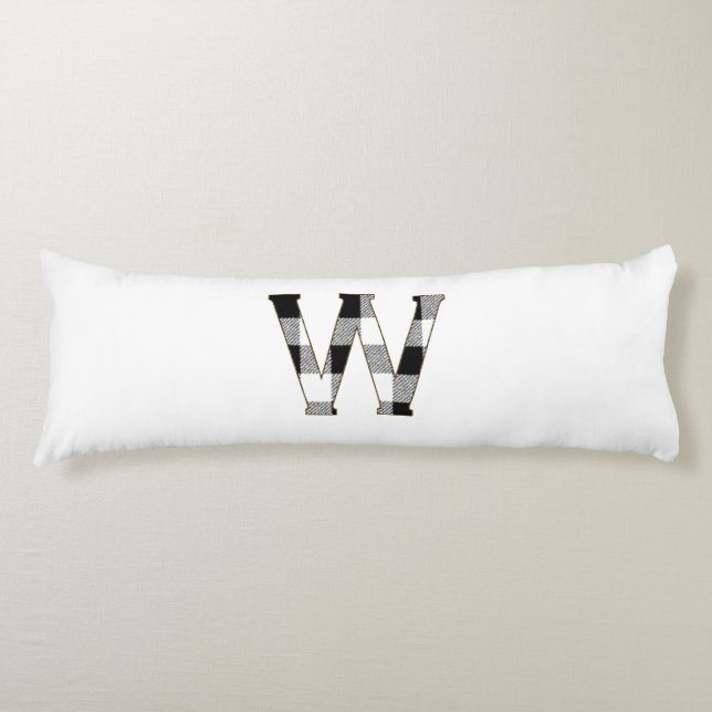 Gingham Check Letter W Body Cushion (Front)